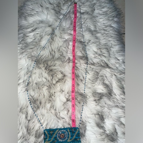 Y2k beaded bag mini beaded bag vintage beaded bag moyna bag Blue travel purse - Picture 13 of 13